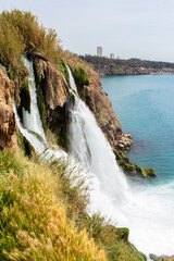 Lower duden waterfall from view point closeup.Antalya,Turkey.