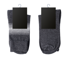 New socks on a transparent background. Dark socks. Isolated object