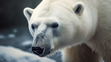 Obraz na płótnie Canvas Polar Bear, Polar Bear Closeup, Polar Bear Portrait, Endangered Animals, Generative AI, Generative, AI