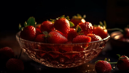 Juicy ripe strawberries, a sweet summer snack generated by AI