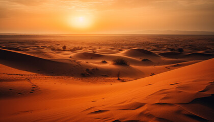 Fototapeta na wymiar Rippled sand dunes in arid Africa generated by AI