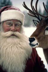 Portrait of Santa Clause with a reindeer