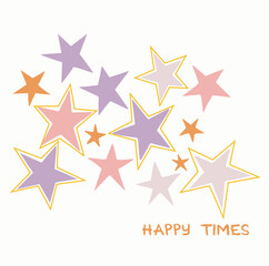 Obraz premium abstract colorful star, vector design for t-shirt, star illustration with slogan