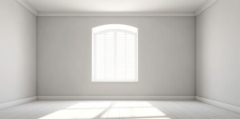 Shadows of a white window in an empty room. Minimalist background. Generative AI