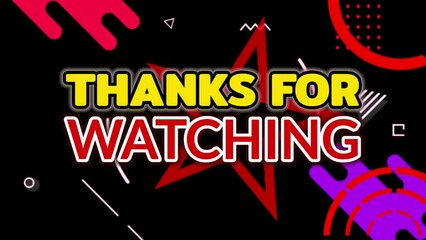 Animated trailer saying thank you for watching, with a cool background pattern, perfect for intros, outros, countdowns, content, tech, slides, movies, cinematics, video editing, etc.