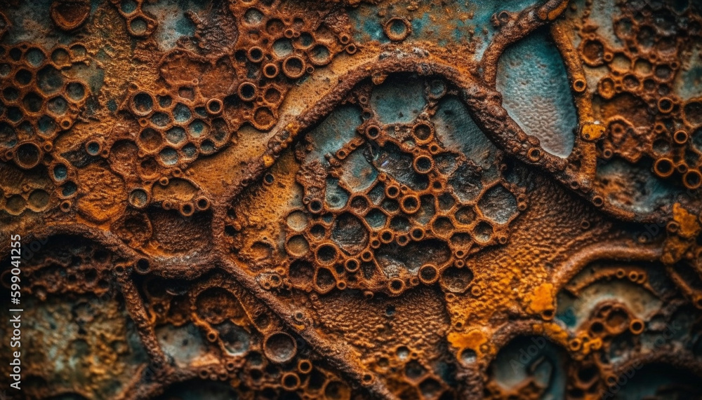 Poster rusty metallic plate with abstract textured effect generated by ai