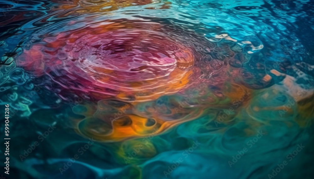 Poster smooth underwater wave pattern in vibrant colors generated by ai
