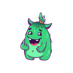 Cute cartoon monster on white background. Icon monster. Funny Alien. Vector illustration 