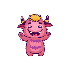 Cute cartoon monster on white background. Icon monster.Funny  Alien. Vector illustration 