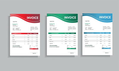 Invoice minimal design template. Bill form business invoice accounting