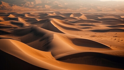 Fototapeta na wymiar Rippled sand dunes in arid Africa Majestic beauty generated by AI