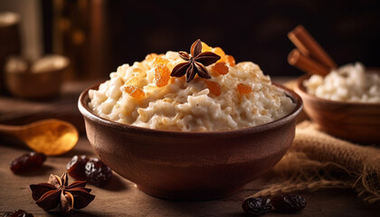 Fresh organic fruit bowl, a healthy indulgence generated by AI