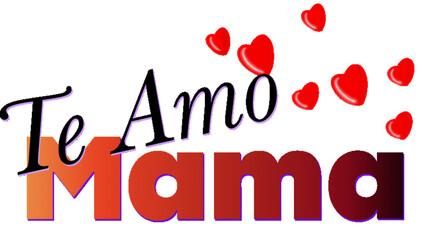 te amo mama - I love you mom in English - red - ideal for website, email, presentation, postcard, book, t-shirt, sweatshirt, mug, photo, label, sticker, book, notebook, printable - obrazy, fototapety, plakaty