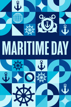 National Maritime Day. Holiday concept. Template for background, banner, card, poster with text inscription. Vector EPS10 illustration.