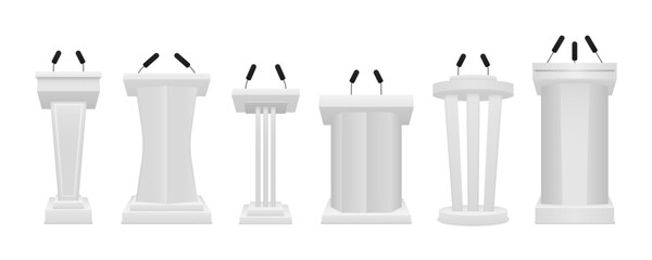 Rostrum of conference. Abstract conceptual graphic element for business presentation, conference. Pedestal for lecture, press on white background. Podium for debate. Pulpit for speech. Vector.   