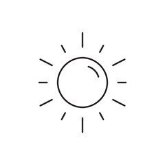 Sun icon. Sun line icon. Sunshine flat vector sign. Sunny symbol. Weather forecast sun outline sign design. Sunlight with ray pictogram. summer weather sun icon. UX UI icon