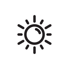 Sun icon. Sun line icon. Sunshine flat vector sign. Sunny symbol. Weather forecast sun outline sign design. Sunlight with ray pictogram. summer weather sun icon. UX UI icon