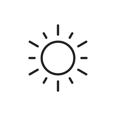 Sun icon. Sun line icon. Sunshine flat vector sign. Sunny symbol. Weather forecast sun outline sign design. Sunlight with ray pictogram. summer weather sun icon. UX UI icon