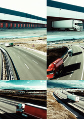 Negocio logístico. Almacenamiento y transporte de mercancías. Transporte para empresas de...