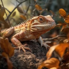Fototapeta premium Lizard in natural habitat (generative AI)