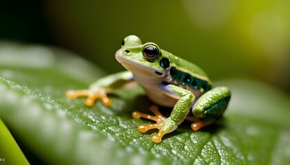 Naklejka premium frog on a leaf