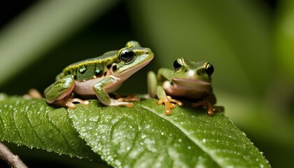 Naklejka premium frog on leaf