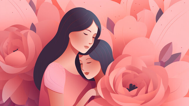 M&egrave;re et sa fille, f&ecirc;te des m&egrave;res