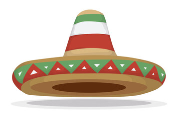 Bottom view of floating charro hat decorated with Mexican colors, Vector illustration