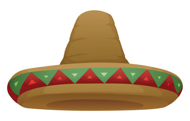 Charro hat with Mexican colors on the trim in gradient effect, Vector illustration
