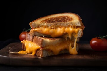 grilled cheese sandwich with melted cheddar and tomato slices