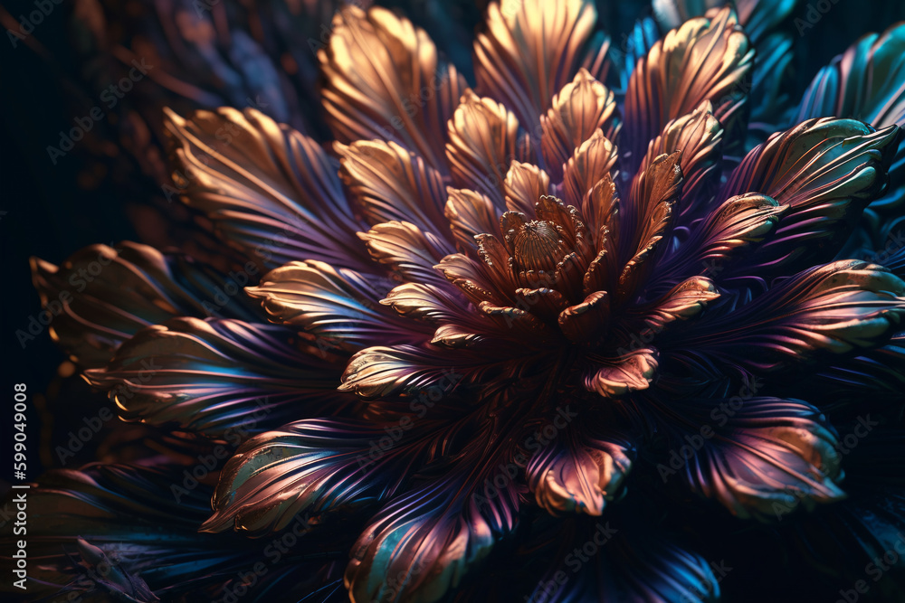 Wall mural Abstract flower 3d illustration. Generative ai