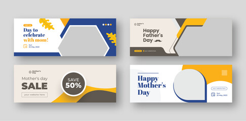 Happy Mother's Day Facebook Cover Web Banner suitable for Father's & Mother's Day