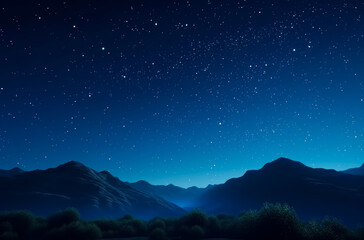 The stars are shown in the blue sky at night, in the style of photo-realistic landscapes, a simple, soft atmospheric perspective. Generative Ai.
