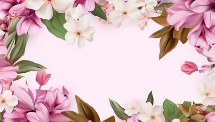 Fototapeta na wymiar Beautiful spring daphne adora flowers, Floral border, Mother's day, wedding, ceremony, card, invitation, summer party (generative AI)