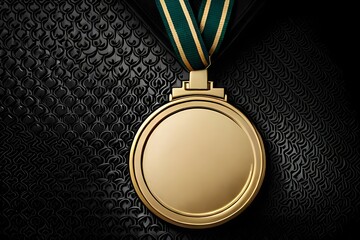 Winning Attitude: A Golden Medal Waiting to be Customized on a Black Background