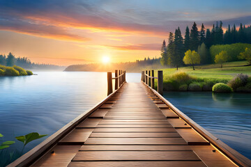 Fototapeta premium pier at sunset