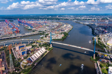 Aerial photography over Hamburg and the elbe