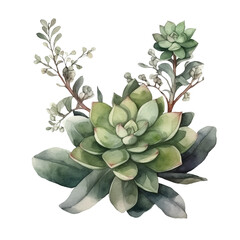 Realistic vector illustration of succulent plants (Echeveria), side view. Vector botanical banner with Cacti flowers. For printing postcards, logos, icons