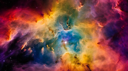 A wondrous planetary nebula of bright colors in sky photography AI Generated Image