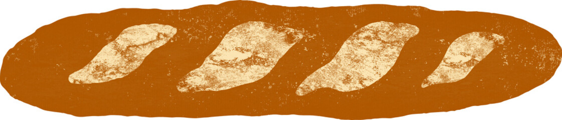 Baguette textured illustration isolated on the transparent background. Bakery and cafe theme