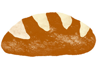 Loaf of bread stylized textured illustration isolated on the transparent background. Bakery motif