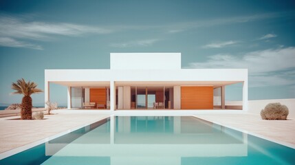 Modern villa. Illustration AI Generative.