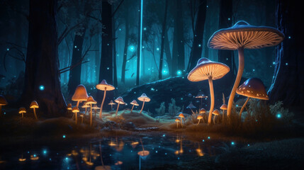 Dream magic forest. Illustration AI Generative.