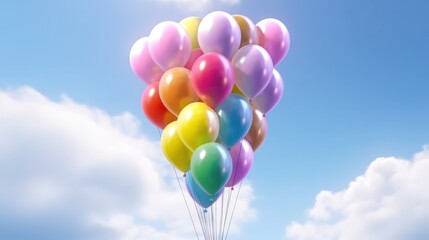 Colorful rainbow air balloons. Illustration AI Generative