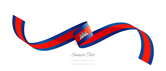 Cambodian flag ribbon vector illustration. Cambodia flag ribbon on abstract isolated on white color background - obrazy, fototapety, plakaty