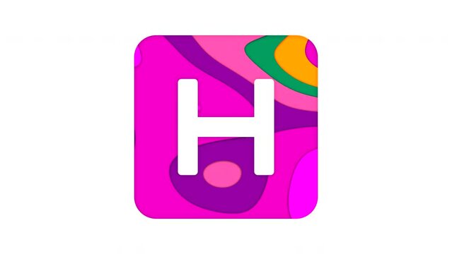 Multi-colored icon h square with colored spots floating inside. Looped from frame 120 to 839, Alpha BW at the end