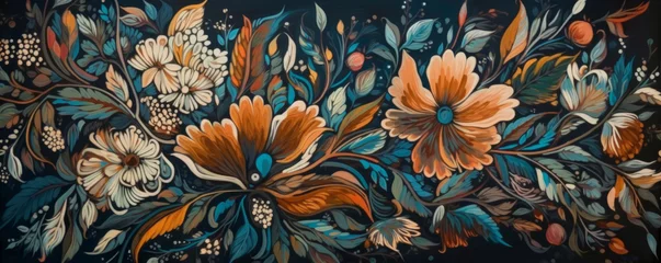 Selbstklebende Fototapeten Painted floral background. Illustration AI Generative. © ArtCookStudio