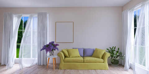 Living room interior 3d rendering, 3d illustration