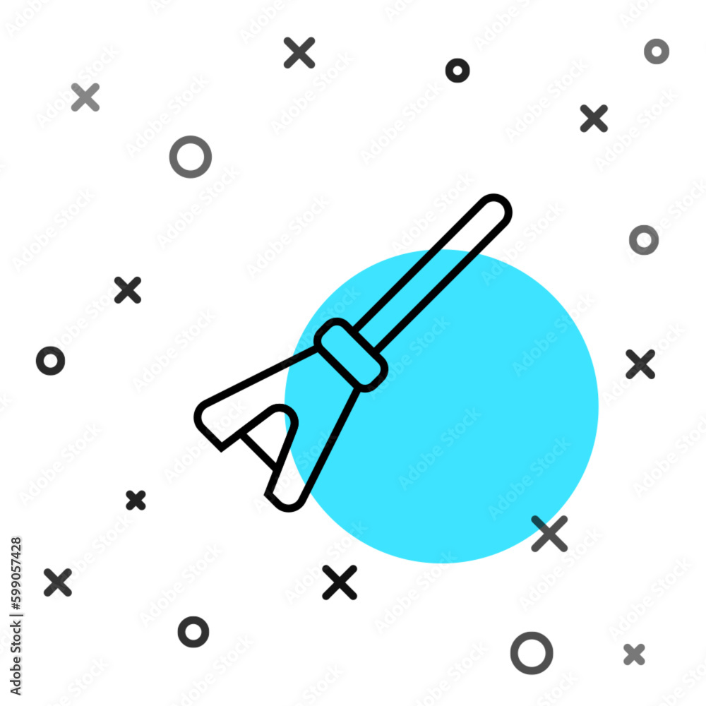 Poster black line mop icon isolated on white background. cleaning service concept. random dynamic shapes. v