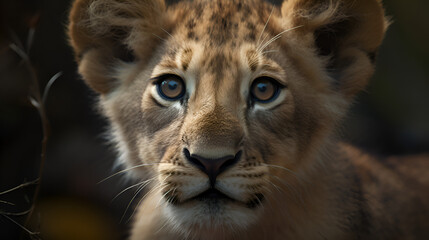 Fototapeta premium close up portrait of a baby lion